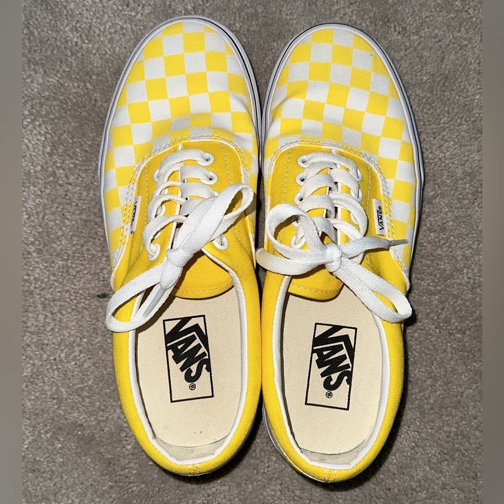 Low top yellow checkered vans